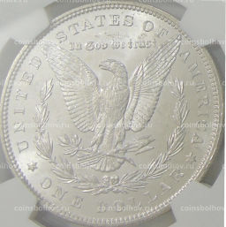1 доллар 1887 года США Доллар Моргана (в слабе NGC MS 63)