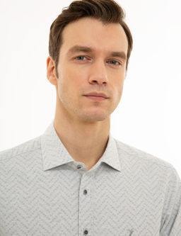 Светло-серая приталенная рубашка с длинным рукавом - Cacharel фото 2