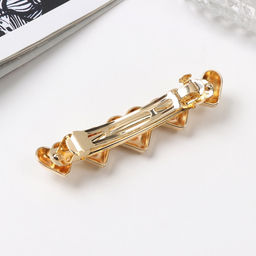 Заколка - автомат для волос «Пейдж», сердца, 7.5 см, золото