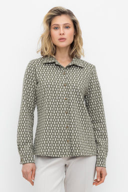 ЕВТ 3245/оливковый серый,ромбики рубашка жен