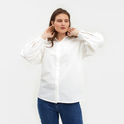 Рубашка женская с объёмными рукавами MINAKU: Casual Collection, размер 48, белая