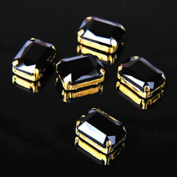 Стразы в цапах (набор 5 шт), 10х14мм, цвет чёрный в золоте - Queen fair фото 2