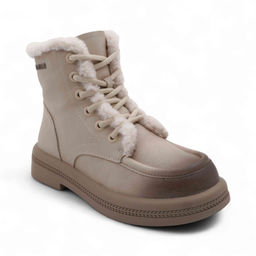 Ботинки из натуральной кожи на меху P-ML01-3 бежевые - Sport фото 6