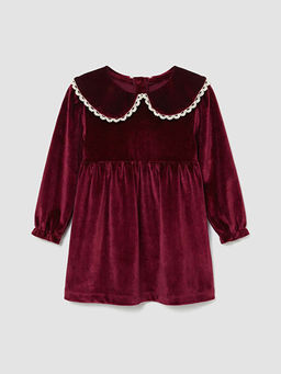 Bebe Yaka K?z Bebek Kadife Elbise