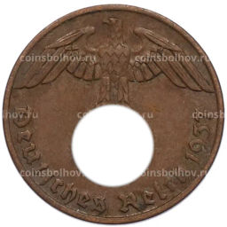 Монета 1 рейхспфенниг 1937 года A Германия