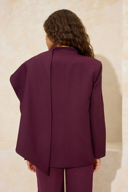 Siyah Sal Yaka Regular/Normal Kal?p Dokuma Astarl? Vatkal? Blazer Ceket TWOSS26BC00010 - Trendyolmilla фото 8