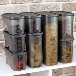 Банка для сыпучих продуктов пластмассовая Бест 1,5л, 9,5х19х14см, графитовый (Россия) - Домашняя мода фото 5