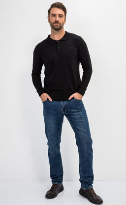 Джемпер мужской с отложным воротником и планкой на пуговицах F221-15-22021 чёрный - Fine joyce фото 10