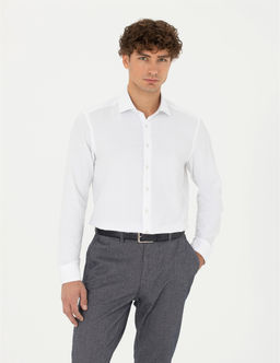 Beyaz Slim Fit Uzun Kollu G_mlek