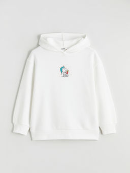Kap??onlu Snoopy Bask?l? K?z ?ocuk Kal?n Sweatshirt
