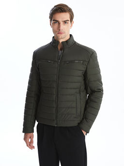 Slim Fit Dik Yaka Erkek Deri G?r?n?ml? Mont