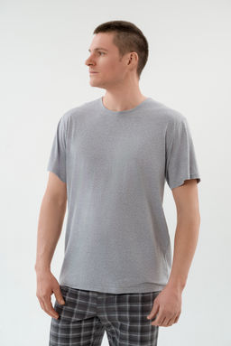 Пижама мужская из футболки с коротким рукавом и брюк из кулирки Генри серый меланж - Амадэль фото 4