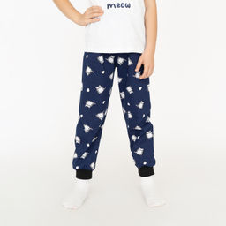 Пижама детская белаясиняя принт кот