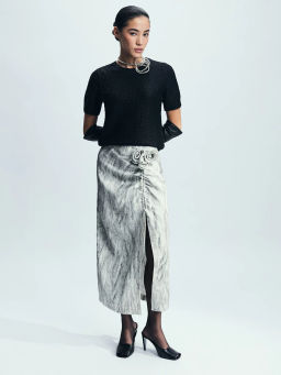 Юбка миди со сборкой и цветами / Zarina