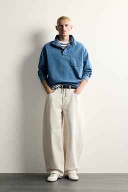 CAMISA POLO DENIM LIGERO LAVADO / Azul claro
