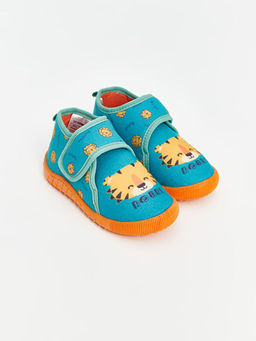 Bask?l? Erkek Bebek Ev Ayakkab?s?