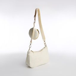 Сумка-багет на молнии, цвет молочный - Nazamok фото 7