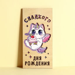 Цена за 3 шт. Конверт для денег с деревянным элементом Сладкого Дня Рождения!, 16,5 х 8 см