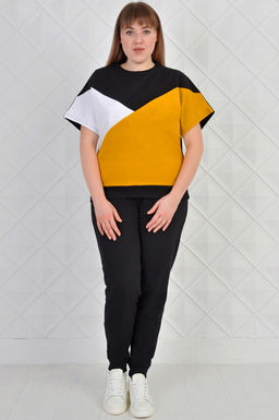 Арт. 2343 Костюм с брюками женский 50-58 (5 шт) Цвет:верх-черный, белый, горчичный, низ-черный - Калинка фото 3