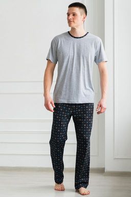 Пижама мужская из футболки с коротким рукавом и брюк из кулирки Генри антрацит