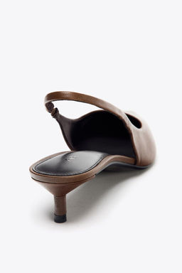 LEATHER KITTEN HEEL SHOES - Zara фото 6