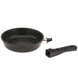 Сковорода с тефлоновым покрытием д20см "Гранит Induction", h5,1см, s0,38см, съемная ручка из термостойкого пластика (Россия) Подходит для всех видов плит, включая индукционную.