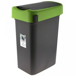 Ведро для мусора с плавающей крышкой пластмассовое SMART BIN 50л, с креплением для мусорных пакетов, зеленый Econova (Россия)