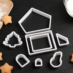 Формы для печенья новогодние Доляна Пряничный домик, набор 8 предметов, пластик, белые