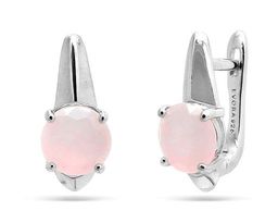 Серьги из серебра розовый кварц, МЦВ173