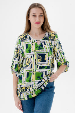 Туника женская из кулирки Полина цитрусовый микс макси - Амадэль фото 3