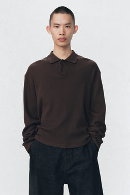SOSHIOTSUKI x ZARA WAFFLE-KNIT TEXTURED POLO SHIRT  фото 2
