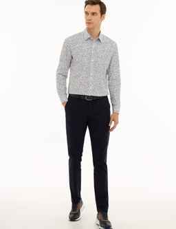 Темно-синяя приталенная рубашка с длинным рукавом - Cacharel фото 4