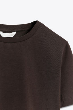 CAMISETA CROPPED MANGA CORTA / Chocolate - Zara фото 7