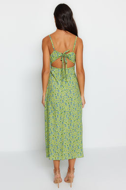 TRENDYOLMILLA Yesil Cicek Desenli Duz Kesim Y?rtmac Detayl? Viskon Midi Dokuma Elbise TWOSS23EL02085 фото 13