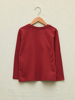 Bisiklet Yaka Bask?l? Uzun Kollu Pamuklu Erkek ?ocuk Ti??rt - Waikiki фото 2