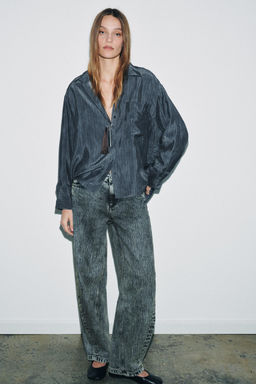 CAMISA OVERSIZE FLUIDA RAYAS ZW COLLECTION / Azul