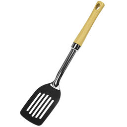 "Ясень" Лопатка кулинарная с прорезями из нержавеющей стали 35х7,3см, пластмассовая ручка (Китай)