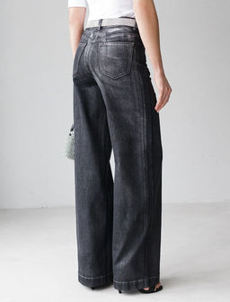 Джинсы трубы из эластичного денима с металлизированным покрытием - Vilatte фото 2