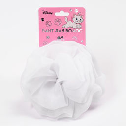 Бант для волос на резинке школьный, 13 см, белый, Кошечка Мари