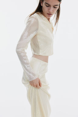 Top cropped de lentejuelas - H&m фото 4