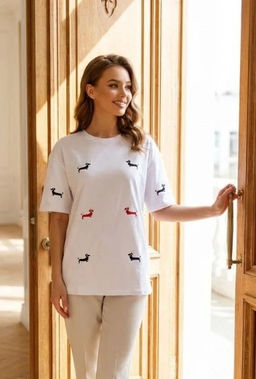 K13345 Футболка с вышивкой БЕЛЫЙ