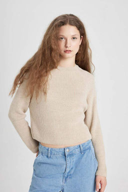 Крутой свитер стандартной посадки с круглым вырезом - Defacto фото 4