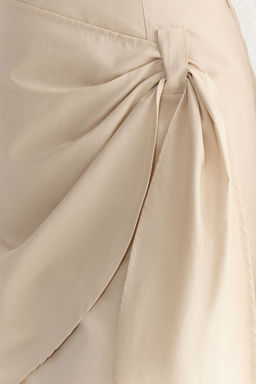 Bej Baglama Detayl? Pamuklu Dokuma Etek TWOSS25ET00019 - Trendyolmilla фото 3