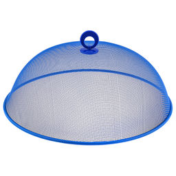 Крышка-сетка для защиты от насекомых металлическая, окрашенная д35см h12,5см, пластмассовая ручка, цвета в ассортименте: синий; зеленый; красный (Китай)