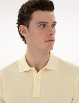 A__k Sar_ Slim Fit %100 Pamuk K_vr_lmaz Polo Yaka Basic Ti__rt