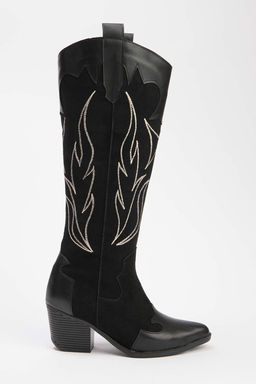 Siyah Isleme Detayl? Kad?n Kovboy Cizme TAKAW26CZ00044 - Trendyolmilla фото 4