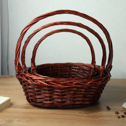 Корзина плетеная 3 штуки темно коричневые 37х30х12/32х24х10/26х20х9 см / S/3 22-29 /уп 28/овальная - Галеонтрейд фото 7