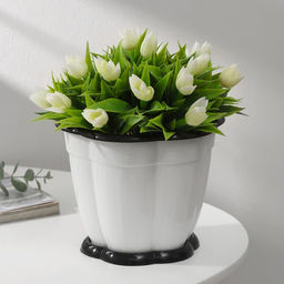 Цена за 2 шт. Горшок для цветов с поддоном «Восторг», 1.5 л, пластиковый, белый