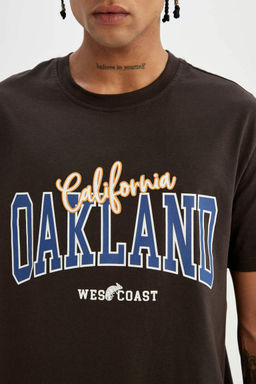 Футболка стандартного кроя с круглым вырезом и короткими рукавами с принтом - Defacto фото 5