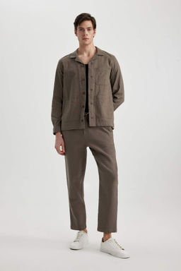 Yazl?k Jogger Pantolon Regular Fit Normal Kesim Keten Gorunumlu Duz Paca Pamuklu Cepli - Defacto фото 5
